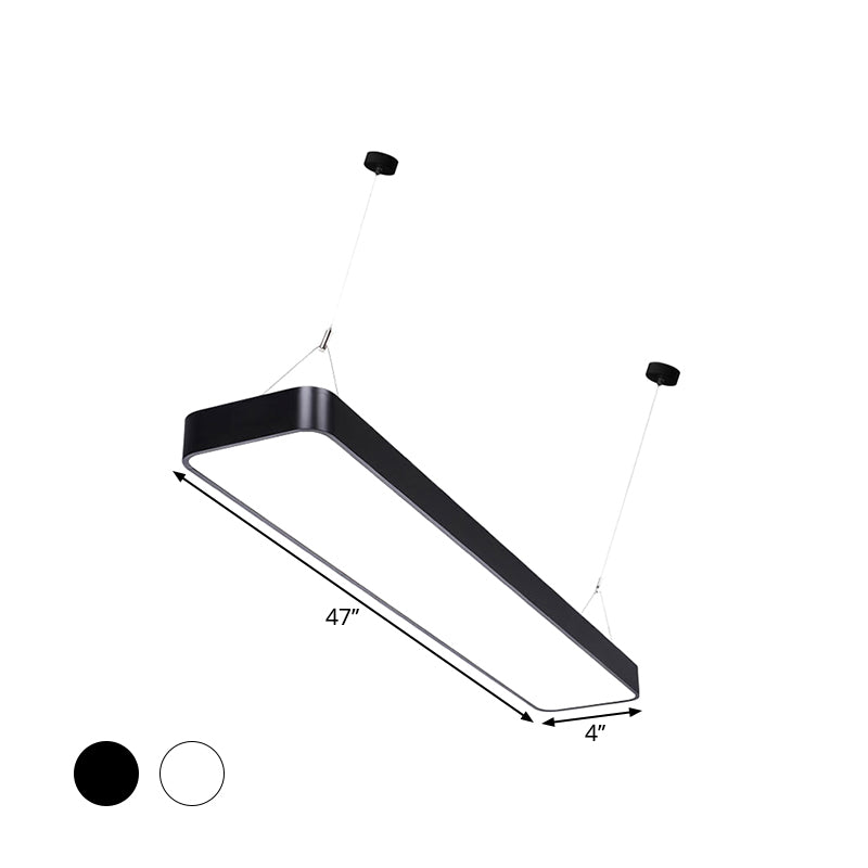 Modern LED Pendant Light Fixture Black/White Rectangle Hanging Ceiling Lamp with Acrylic Shade, 4