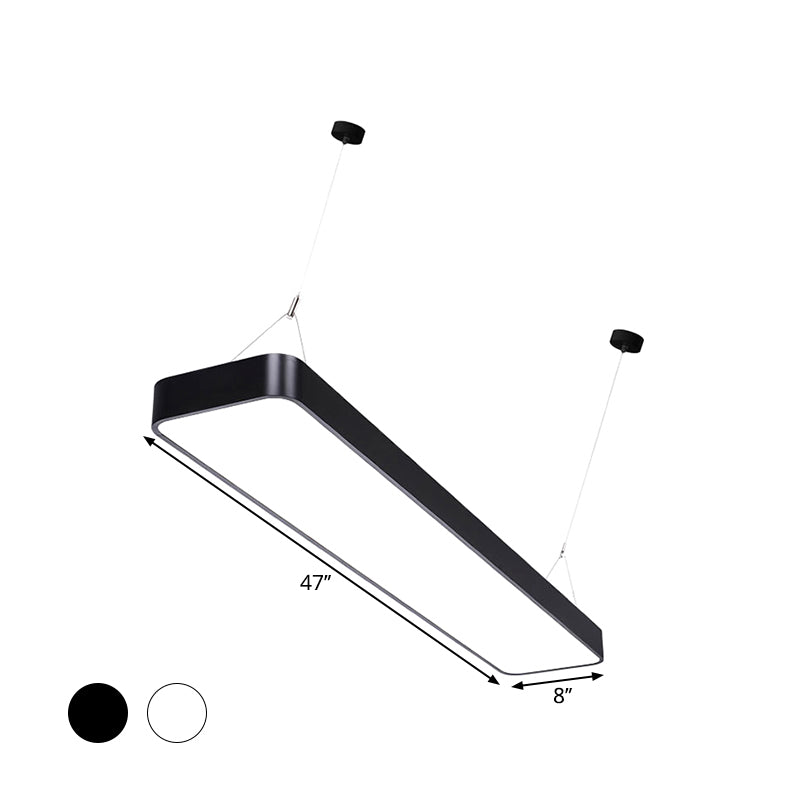 Modern LED Pendant Light Fixture Black/White Rectangle Hanging Ceiling Lamp with Acrylic Shade, 4