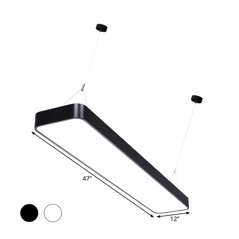 Modern LED Pendant Light Fixture Black/White Rectangle Hanging Ceiling Lamp with Acrylic Shade, 4