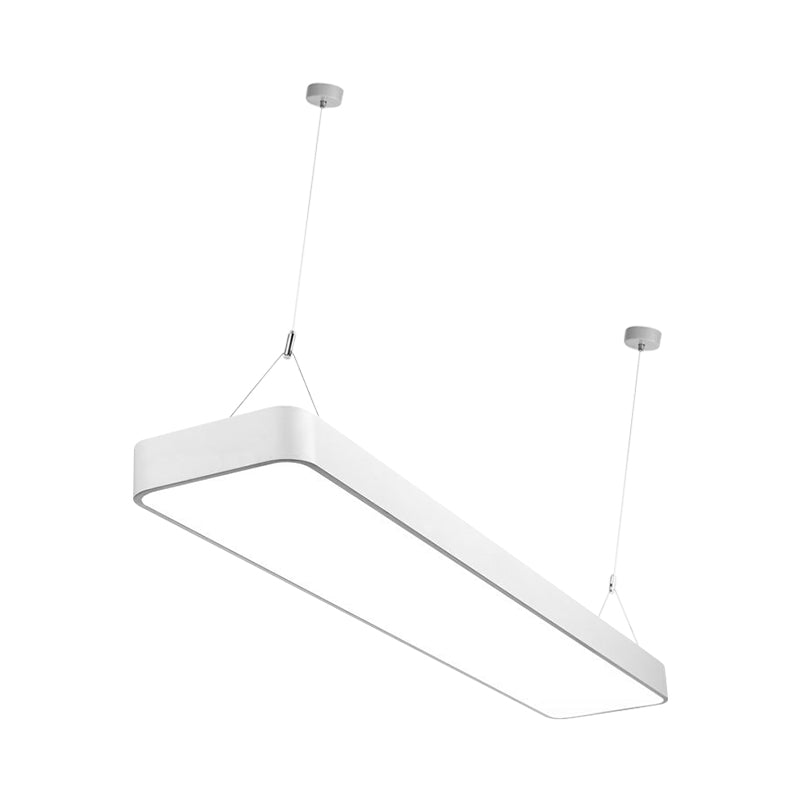 Modern LED Pendant Light Fixture Black/White Rectangle Hanging Ceiling Lamp with Acrylic Shade, 4