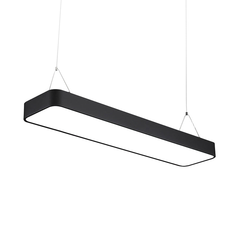 Office LED Hanging Pendant Modern Black Suspension Lighting with Rectangle Acrylic Shade, 23.5