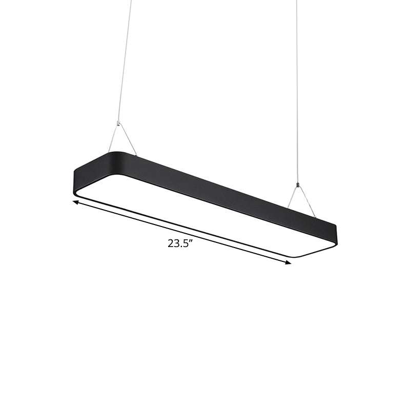 Office LED Hanging Pendant Modern Black Suspension Lighting with Rectangle Acrylic Shade, 23.5