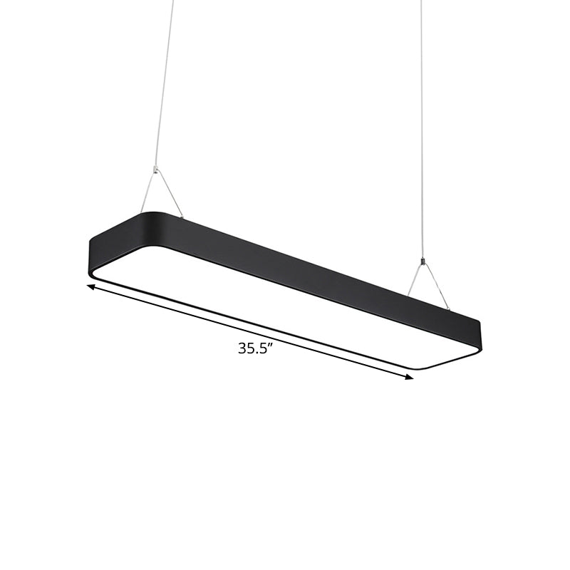 Office LED Hanging Pendant Modern Black Suspension Lighting with Rectangle Acrylic Shade, 23.5