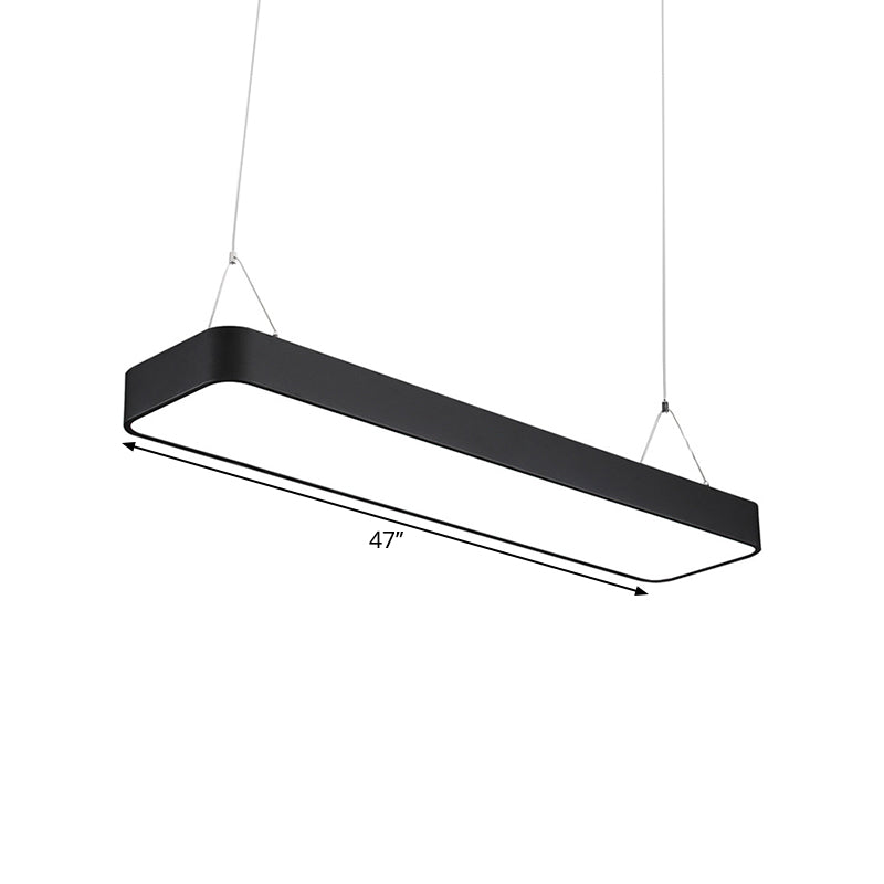 Office LED Hanging Pendant Modern Black Suspension Lighting with Rectangle Acrylic Shade, 23.5