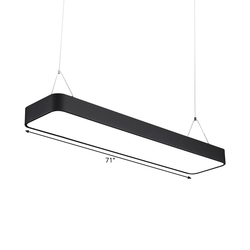 Office LED Hanging Pendant Modern Black Suspension Lighting with Rectangle Acrylic Shade, 23.5