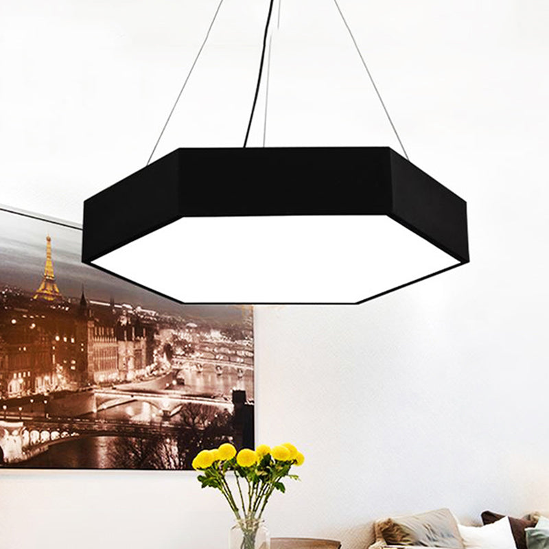 Metallic Honeycomb LED Pendant Light Simple Black/White Hanging Lamp Kit with Acrylic Diffuser, 16