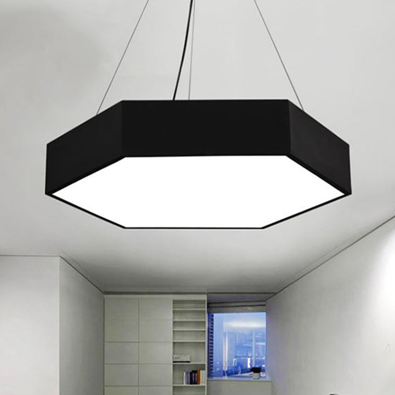 Metallic Honeycomb LED Pendant Light Simple Black/White Hanging Lamp Kit with Acrylic Diffuser, 16