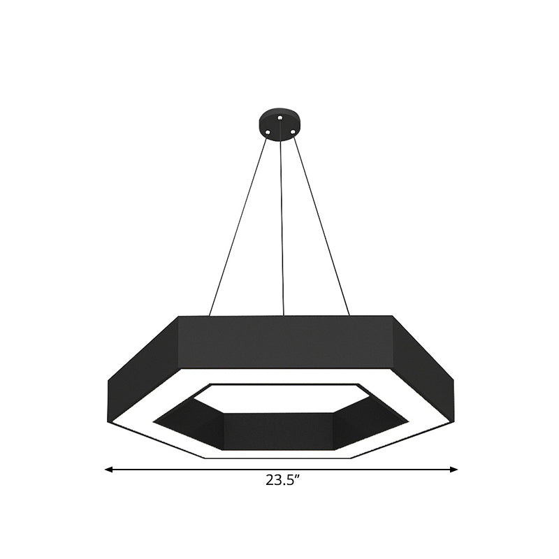 Hexagonal LED Pendant Lighting Fixture Modern Acrylic Black Hanging Light, 18