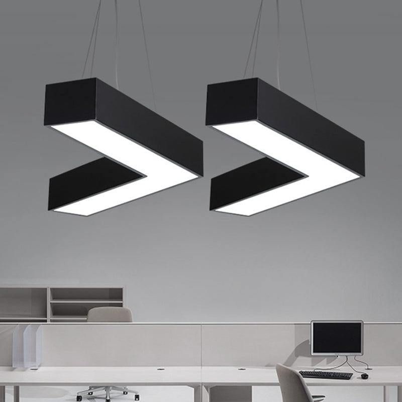 V-Shaped Commercial Pendant Lighting Minimalism Metal Black/White LED Hanging Lamp, 23.5