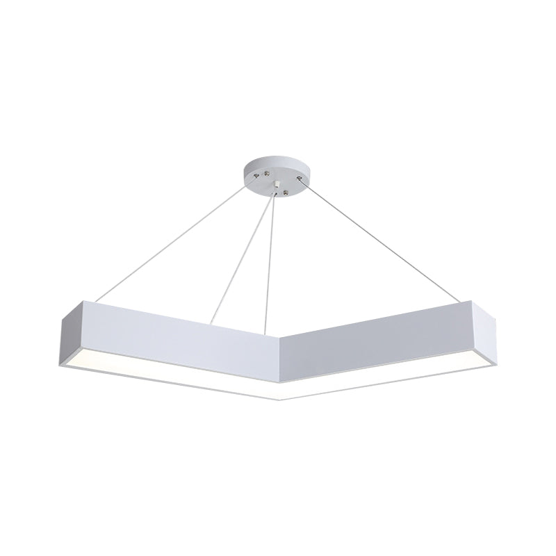 V-Shaped Commercial Pendant Lighting Minimalism Metal Black/White LED Hanging Lamp, 23.5