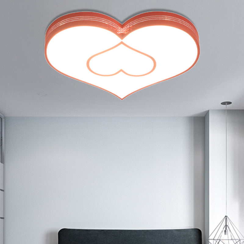 Two-Heart LED Ceiling Light Cartoon Stylish Acrylic Eye-Caring Flush Mount Light for Hallway Pink Clearhalo 'Ceiling Lights' 'Close To Ceiling Lights' 'Close to ceiling' 'Flush mount' Lighting' 190461