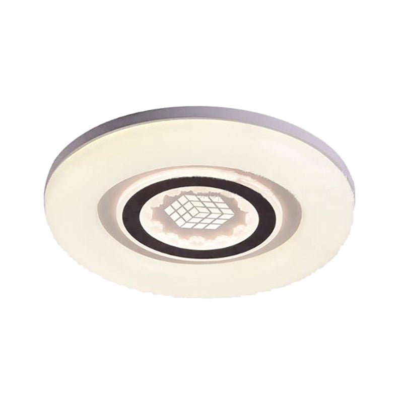 White Circle Flush Ceiling Light Modern Acrylic Metal LED Ceiling Lamp for Corridor Adult Bedroom Clearhalo 'Ceiling Lights' 'Close To Ceiling Lights' 'Close to ceiling' 'Flush mount' Lighting' 190607