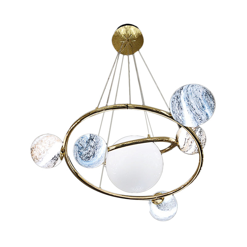 Universe Planet Pendant Light Creative Cool Glass Chandelier in Gold for Cloth Shop Clearhalo 'Ceiling Lights' 'Chandeliers' 'Modern Chandeliers' 'Modern' Lighting' 190653