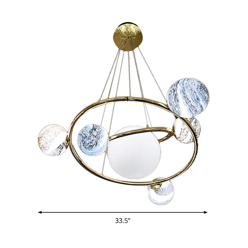 Universe Planet Pendant Light Creative Cool Glass Chandelier in Gold for Cloth Shop Clearhalo 'Ceiling Lights' 'Chandeliers' 'Modern Chandeliers' 'Modern' Lighting' 190654