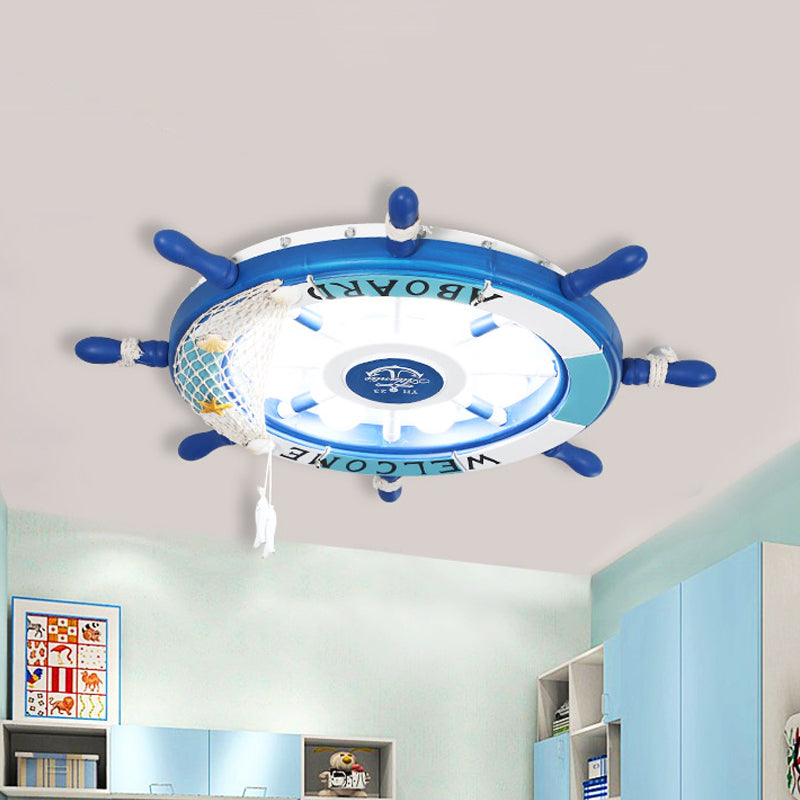 White/Orange/Blue Rudder Flush Lamp Coastal LED Acrylic Ceiling Mounted Fixture in White Light for Bedroom Clearhalo 'Ceiling Lights' 'Close To Ceiling Lights' 'Close to ceiling' 'Flush mount' Lighting' 1907738