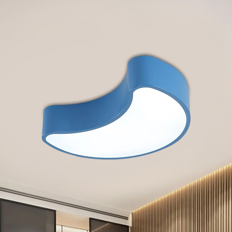 White/Red/Yellow Semi-Moon Ceiling Fixture Kids LED Acrylic Flush Mount Recessed Lighting for Leisure Area Blue Clearhalo 'Ceiling Lights' 'Close To Ceiling Lights' 'Close to ceiling' 'Flush mount' Lighting' 1907855