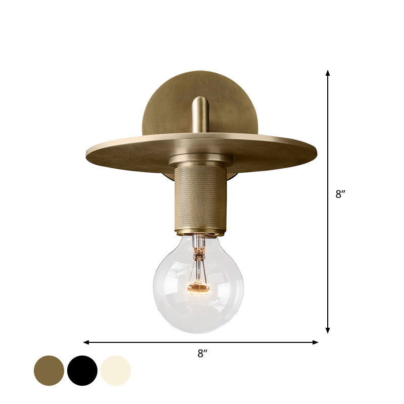 1-Bulb Wall Mount Lamp Simple Exposed Bulb Metal Sconce Ideas in Black/Brass/Chrome with Flat Top Clearhalo 'Wall Lamps & Sconces' 'Wall Lights' Lighting' 1908865