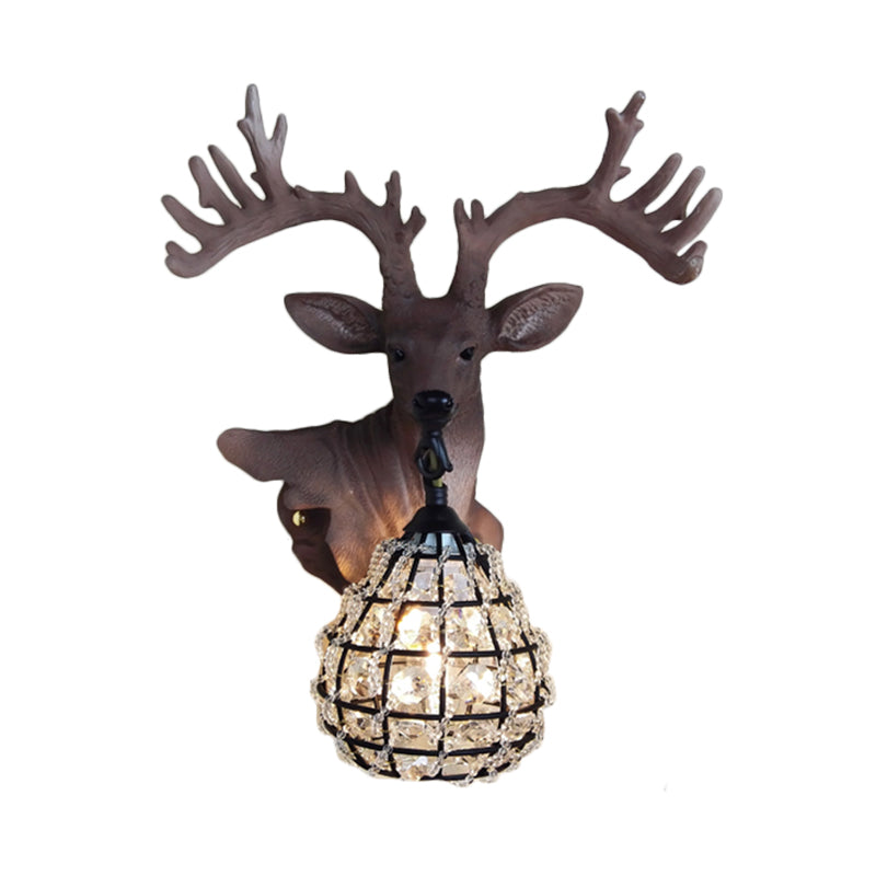 Resin Elk Wall Sconce Traditional 1 Light Bedroom Wall Lighting Fixture in Black/Gold, Left/Right Clearhalo 'Wall Lamps & Sconces' 'Wall Lights' Lighting' 1908935