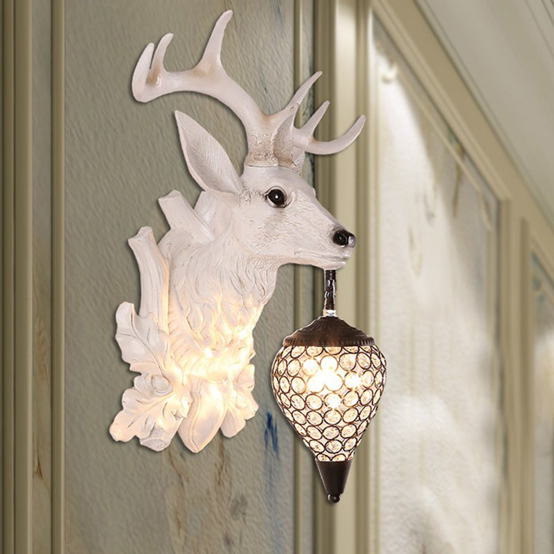 White Elk Wall Light Sconce Rural Resin 12