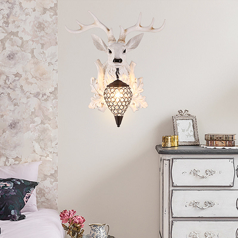 White Elk Wall Light Sconce Rural Resin 12