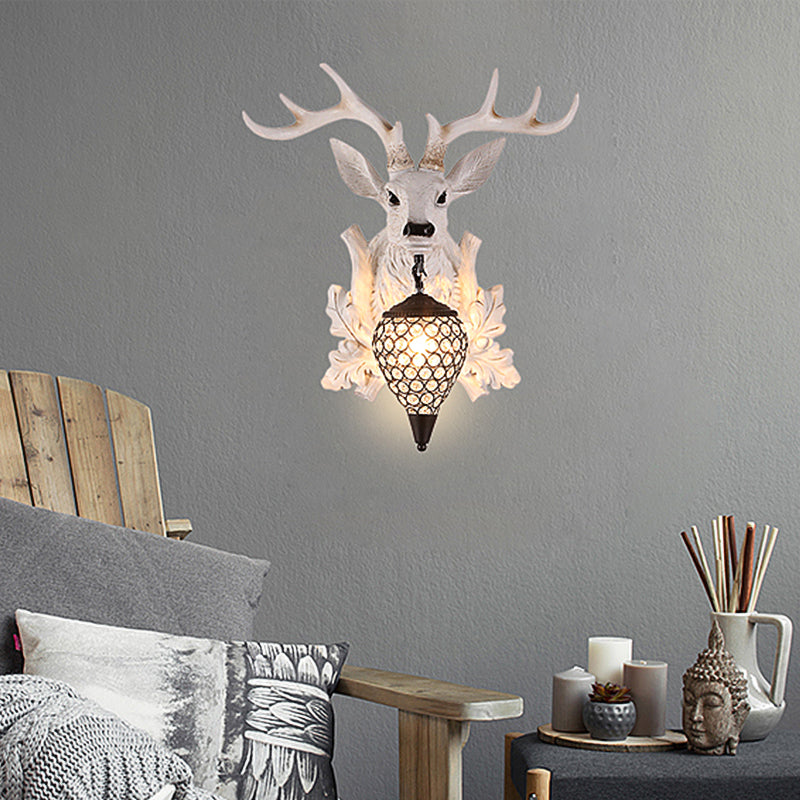 White Elk Wall Light Sconce Rural Resin 12