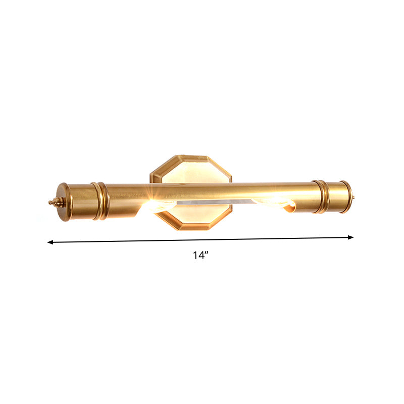 Brass Pole Wall Mounted Vanity Light Retro Metal 14