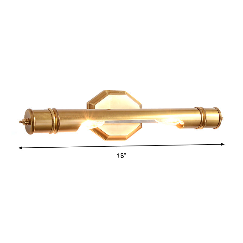 Brass Pole Wall Mounted Vanity Light Retro Metal 14