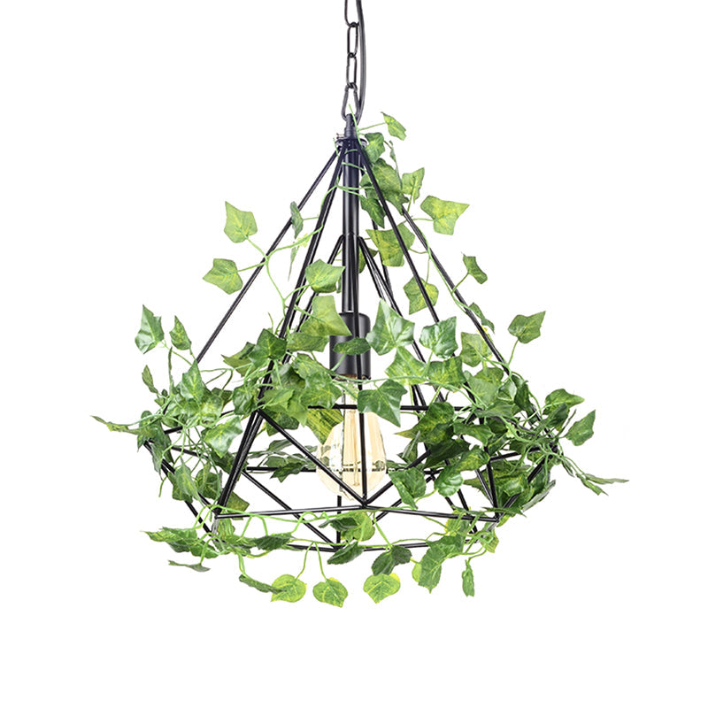 4w/6w LED Pendant Lighting Industrial Restaurant Plant Drop Lamp with Diamond Iron Cage in Black, 15