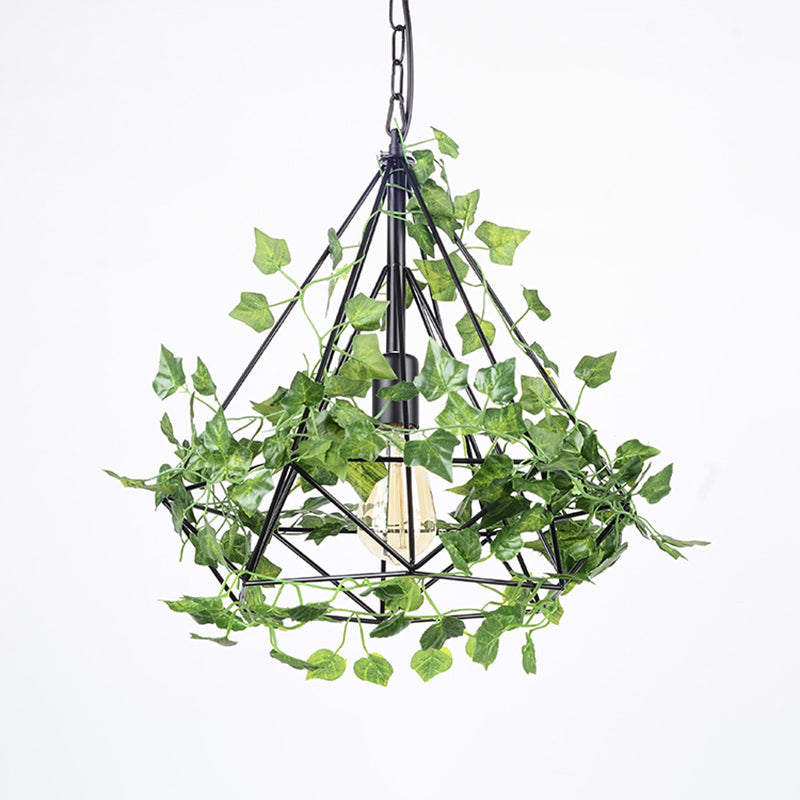 4w/6w LED Pendant Lighting Industrial Restaurant Plant Drop Lamp with Diamond Iron Cage in Black, 15