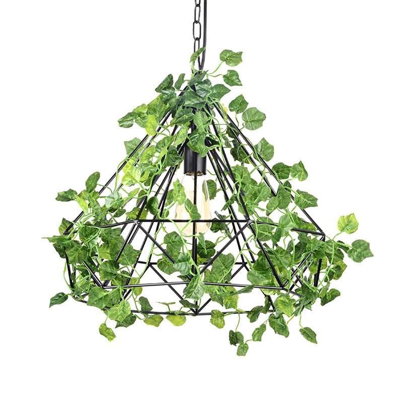 4w/6w LED Pendant Lighting Industrial Restaurant Plant Drop Lamp with Diamond Iron Cage in Black, 15