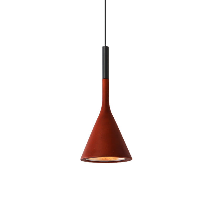 Funnel Shaped Kitchen Bar Drop Pendant Aluminum 1 Bulb Nordic Style Hanging Ceiling Light in Red/White/Black Clearhalo 'Ceiling Lights' 'Pendant Lights' 'Pendants' Lighting' 1910012