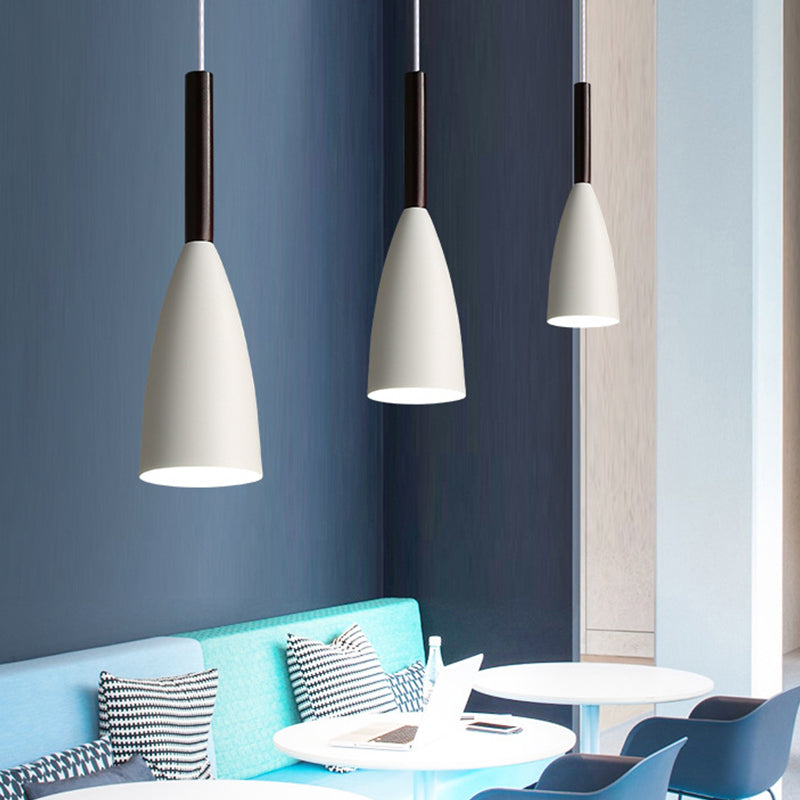 Elongated Dome Ceiling Suspension Lamp Nordic Metal 1 Head Black/White/Grey Pendant Lamp for Dining Room Clearhalo 'Ceiling Lights' 'Pendant Lights' 'Pendants' Lighting' 1910018