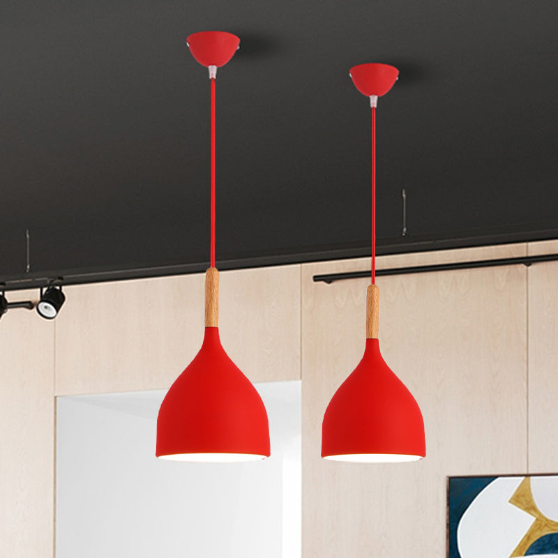 Macaron Raindrop Ceiling Pendant Light Aluminum 1 Light Dining Room Hanging Lamp Kit in Grey/Red/Blue Clearhalo 'Ceiling Lights' 'Pendant Lights' 'Pendants' Lighting' 1910100