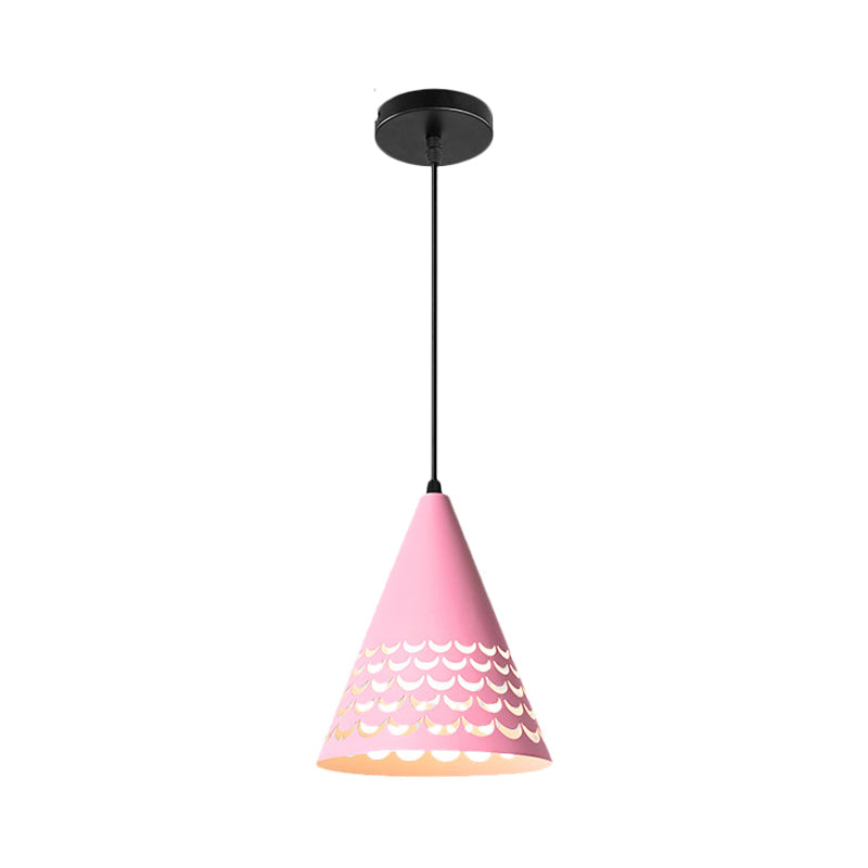 1 Bulb Kitchen Dinette Drop Lamp Macaron Pink Pendant Ceiling Light with Bottle/Badminton/Cone Metal Shade Clearhalo 'Ceiling Lights' 'Pendant Lights' 'Pendants' Lighting' 1910306