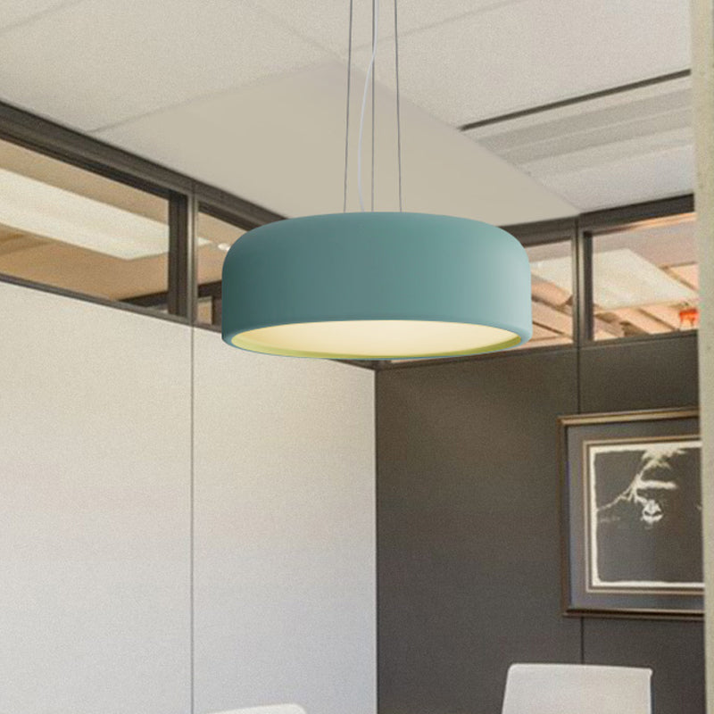 Aluminum Round Hanging Pendant Macaron Single-Bulb Green/Textured White/Blue Ceiling Suspension Lamp over Table Clearhalo 'Ceiling Lights' 'Pendant Lights' 'Pendants' Lighting' 1911452