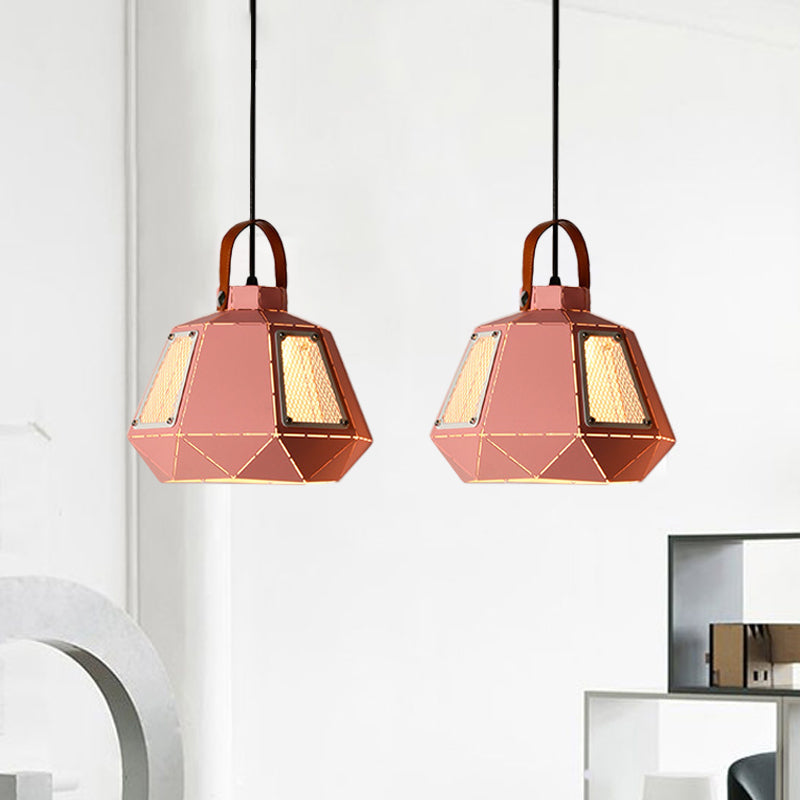 Macaron Laser-Cut Pot Pendant Light Kit Iron 1 Head Pink/Yellow/Blue Suspension Lighting with Mesh Screen Clearhalo 'Ceiling Lights' 'Pendant Lights' 'Pendants' Lighting' 1911467