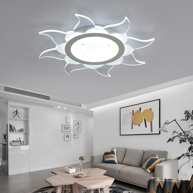 White Blazing Sun Ceiling Mount Light Modern Stylish Acrylic LED Ceiling Lamp for Dining Room Clearhalo 'Ceiling Lights' 'Close To Ceiling Lights' 'Close to ceiling' 'Glass shade' 'Glass' 'Pendant Lights' 'Semi-flushmount' Lighting' 191170