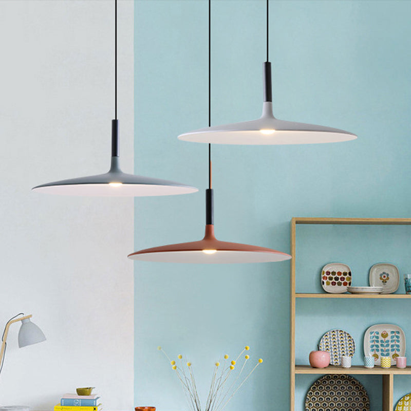 Flying Saucer Aluminum Hanging Light Nordic 1-Light Orange/Grey/White Ceiling Pendant for Dining Room Clearhalo 'Ceiling Lights' 'Pendant Lights' 'Pendants' Lighting' 1911905