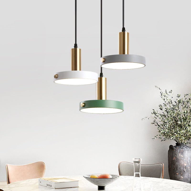 Round/Linear Cluster Circle Pendant Nordic 3 Heads Acrylic White-Grey-Green Ceiling Suspension Lamp in Warm/White/3 Color Light Clearhalo 'Ceiling Lights' 'Pendant Lights' 'Pendants' Lighting' 1911921