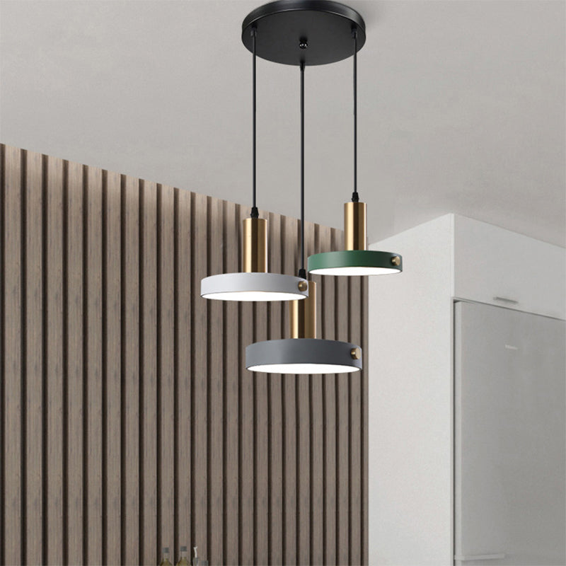 Round/Linear Cluster Circle Pendant Nordic 3 Heads Acrylic White-Grey-Green Ceiling Suspension Lamp in Warm/White/3 Color Light Clearhalo 'Ceiling Lights' 'Pendant Lights' 'Pendants' Lighting' 1911922