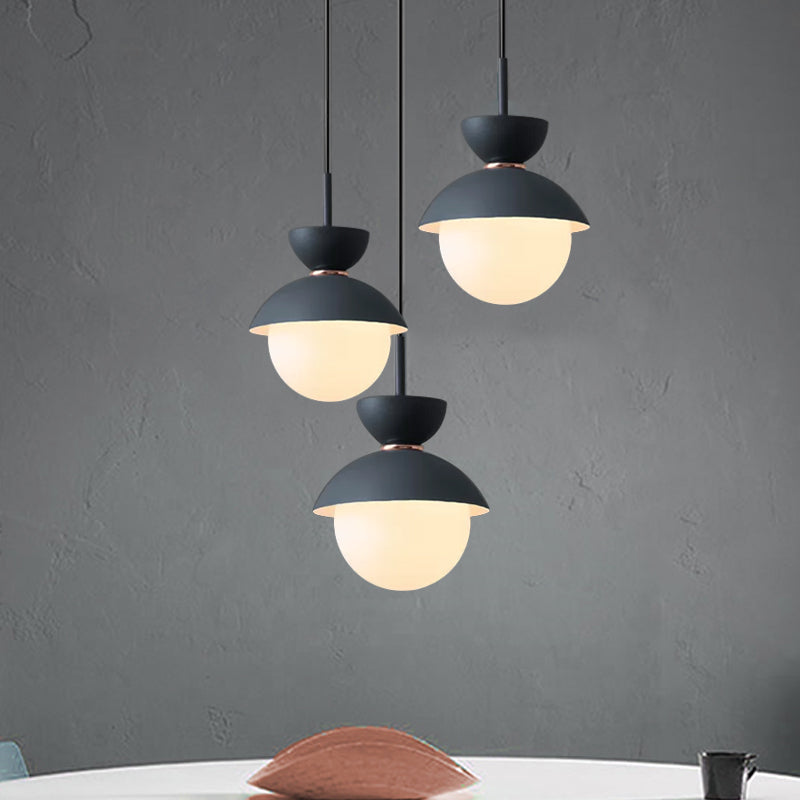 Hourglass Hanging Light Fixture Macaron Opal Glass 1 Bulb Blue/Pink/Grey Pendant Lighting for Restaurant Clearhalo 'Ceiling Lights' 'Pendant Lights' 'Pendants' Lighting' 1911952