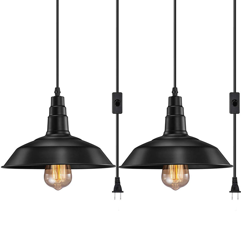 Black Barn Pendant Ceiling Light Country Style Metal 1 Bulb Kitchen Plug-in Pendulum Light Clearhalo 'Art Deco Pendants' 'Black' 'Cast Iron' 'Ceiling Lights' 'Ceramic' 'Crystal' 'Industrial Pendants' 'Industrial' 'Metal' 'Middle Century Pendants' 'Pendant Lights' 'Pendants' 'Rustic Pendants' 'Tiffany' Lighting' 1916634