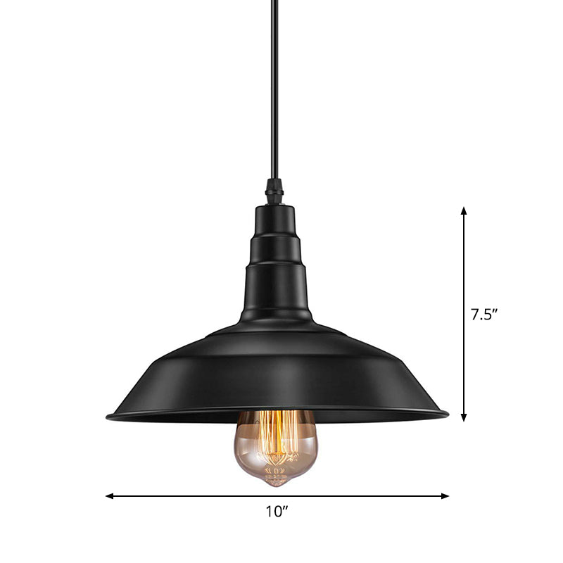 Black Barn Pendant Ceiling Light Country Style Metal 1 Bulb Kitchen Plug-in Pendulum Light Clearhalo 'Art Deco Pendants' 'Black' 'Cast Iron' 'Ceiling Lights' 'Ceramic' 'Crystal' 'Industrial Pendants' 'Industrial' 'Metal' 'Middle Century Pendants' 'Pendant Lights' 'Pendants' 'Rustic Pendants' 'Tiffany' Lighting' 1916635