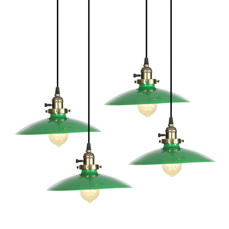 Iron Green Hanging Pendant Flat Bowl 1 Light Loft Style Suspended Lighting Fixture Green Clearhalo 'Art Deco Pendants' 'Cast Iron' 'Ceiling Lights' 'Ceramic' 'Crystal' 'Industrial Pendants' 'Industrial' 'Metal' 'Middle Century Pendants' 'Pendant Lights' 'Pendants' 'Tiffany' Lighting' 1916776