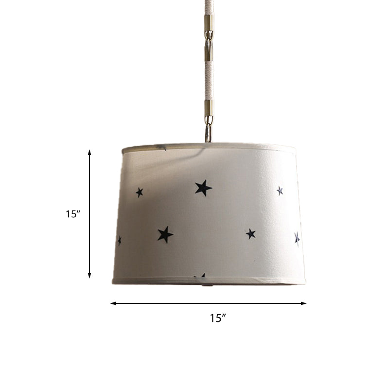 Fabric Drum Pendant Light Nursing Room 5 Bulbs Simple Style Hanging Light Clearhalo 'Ceiling Lights' 'Pendant Lights' 'Pendants' Lighting' 191694