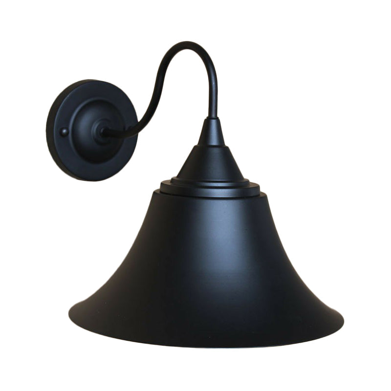 Iron Carillon Wall Lighting Ideas Rural 1-Light Bistro Gooseneck Wall Mounted Light in Black/Antique Black/Rust Clearhalo 'Art deco wall lights' 'Cast Iron' 'Glass' 'Industrial wall lights' 'Industrial' 'Middle century wall lights' 'Modern' 'Rustic wall lights' 'Tiffany' 'Traditional wall lights' 'Wall Lamps & Sconces' 'Wall Lights' Lighting' 1916981