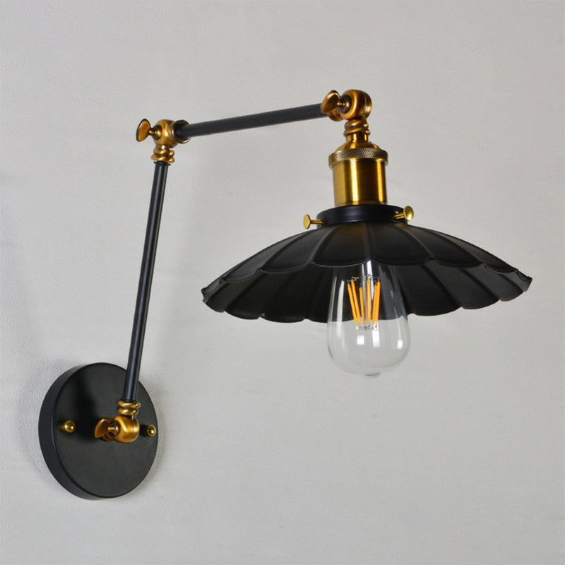 Scalloped Iron Wall Reading Lamp Loft 1 Bulb 8