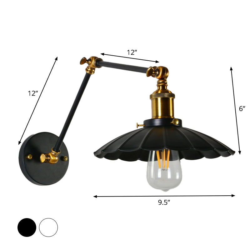 Scalloped Iron Wall Reading Lamp Loft 1 Bulb 8