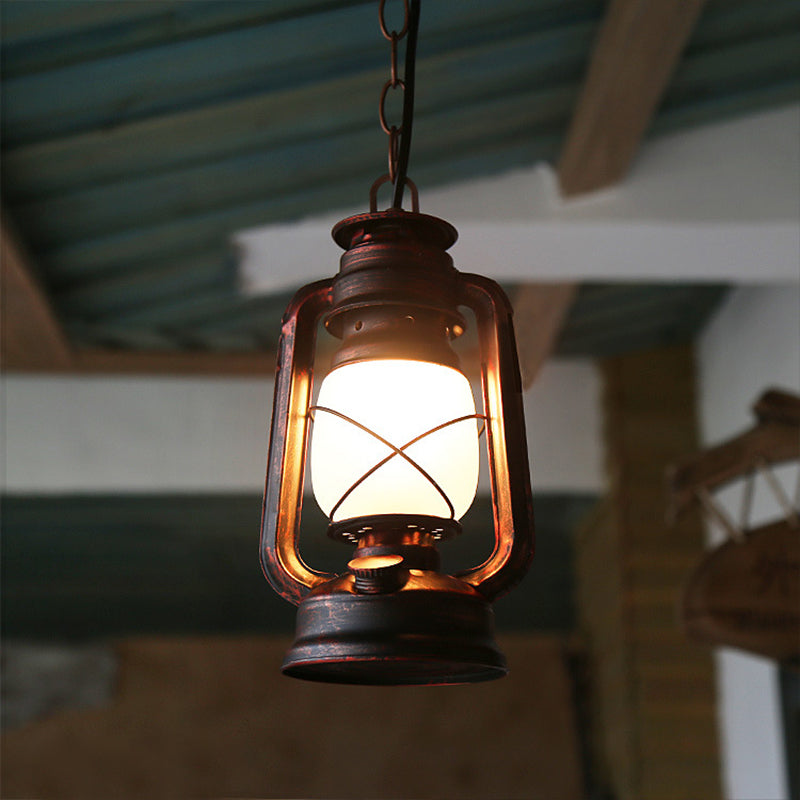 Milk Glass Kerosene Drop Pendant Farmhouse 5.5