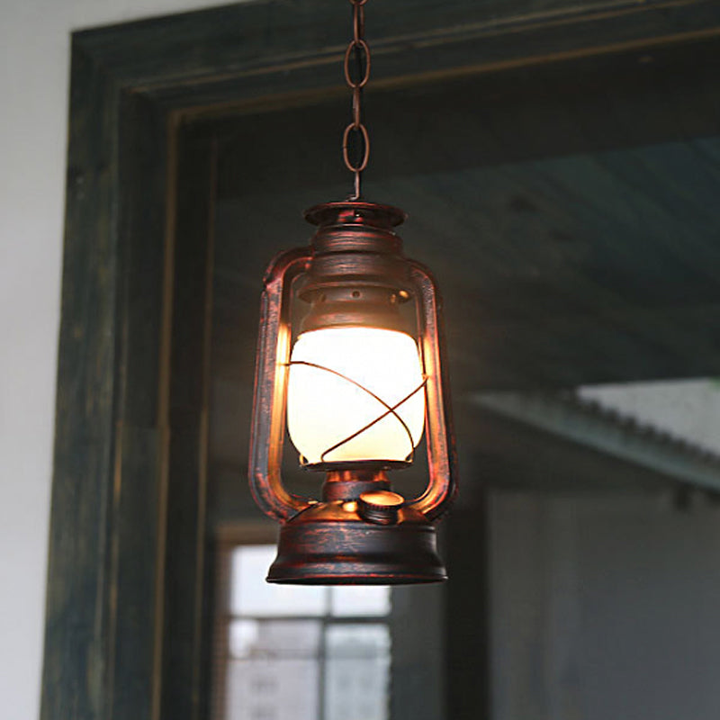 Milk Glass Kerosene Drop Pendant Farmhouse 5.5